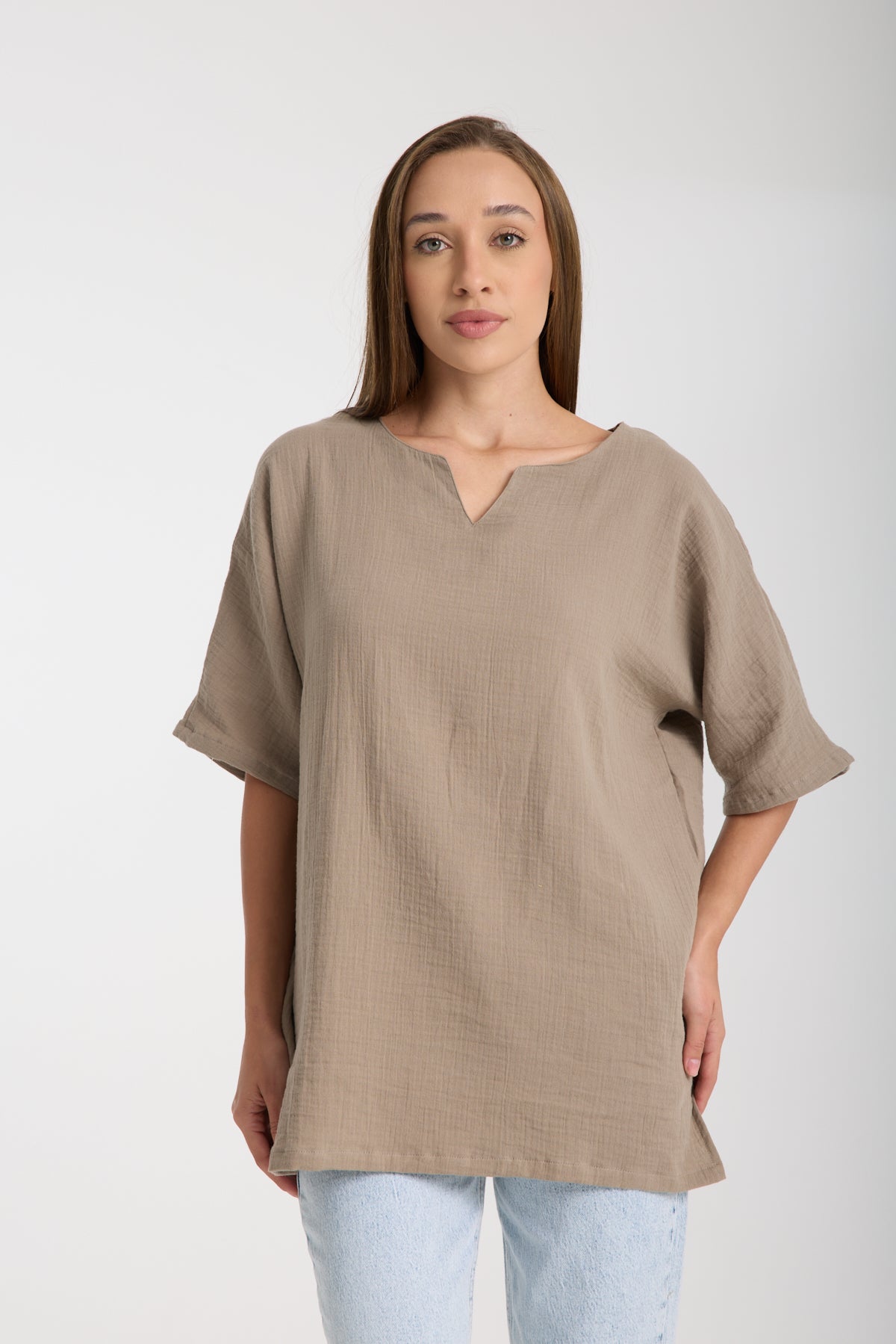 Oversize Bluz | %100 Pamuk Çift Kat Müslin