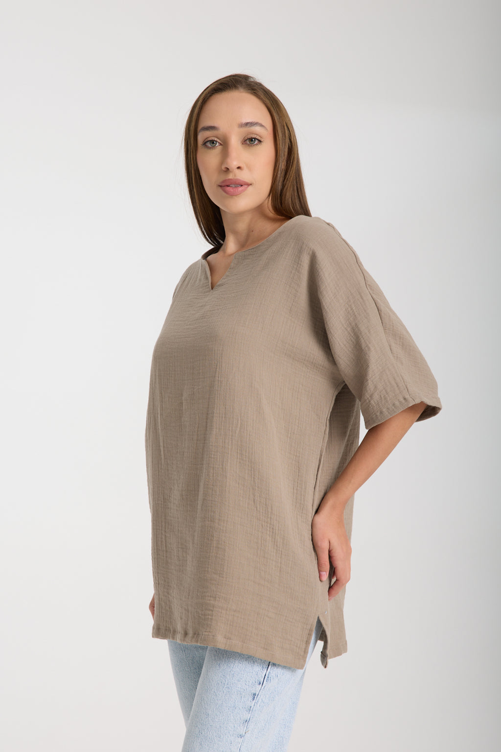 Oversize Bluz | %100 Pamuk Çift Kat Müslin