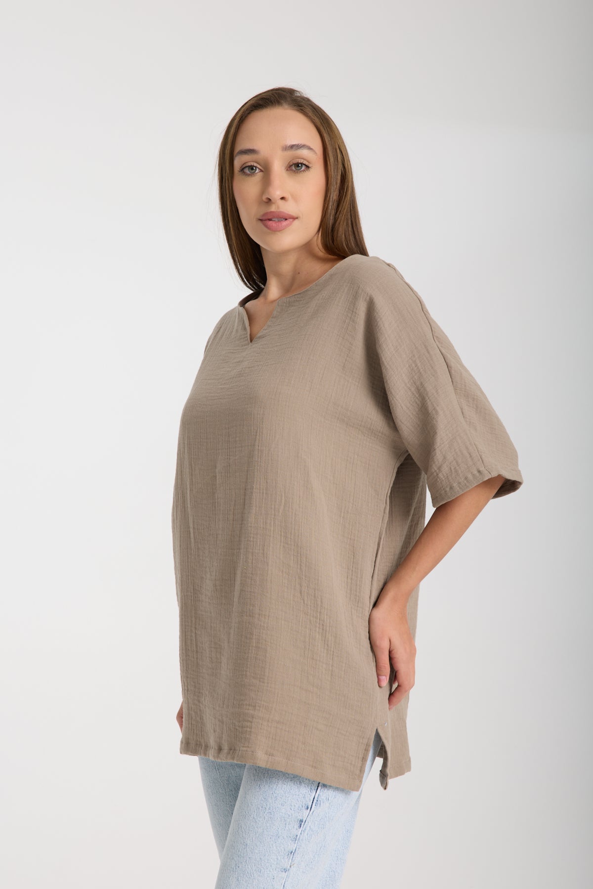 Çift Katlı Müslin Oversize Bluz