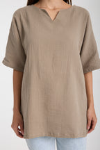 Oversize Bluz | %100 Pamuk Çift Kat Müslin