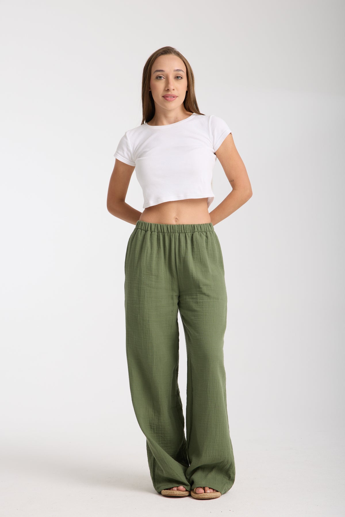 Çift Katlı Müslin Bol Paça Pantolon