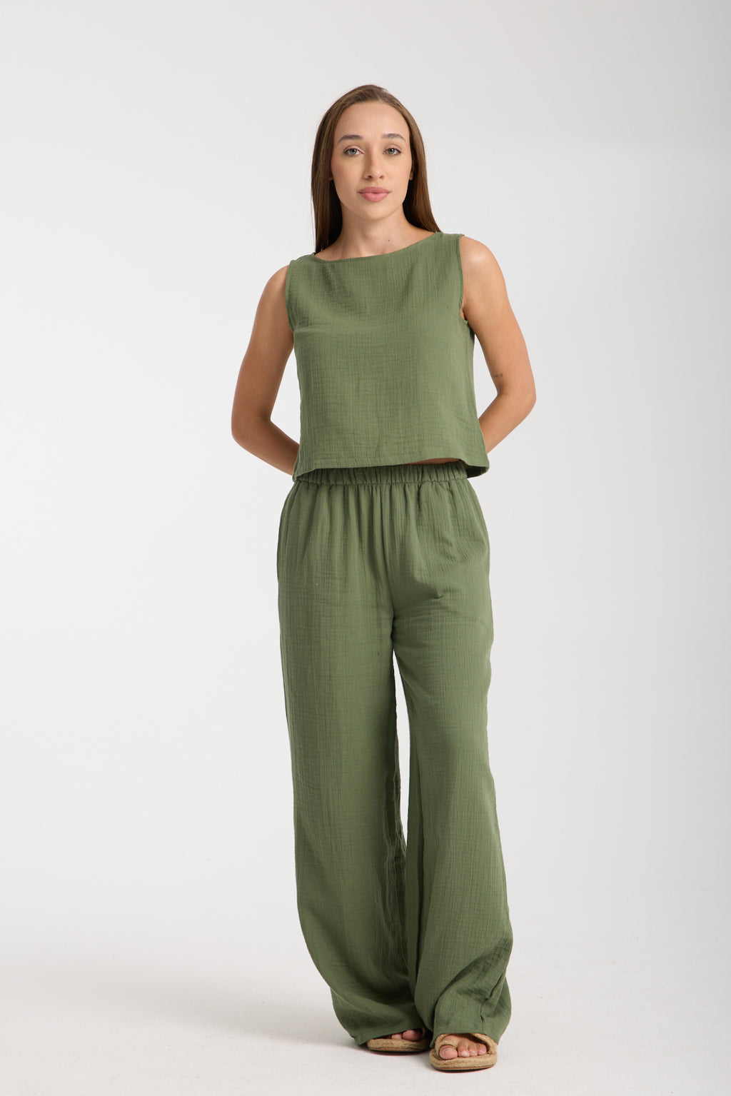 Çift Katlı Müslin Bol Paça Takım