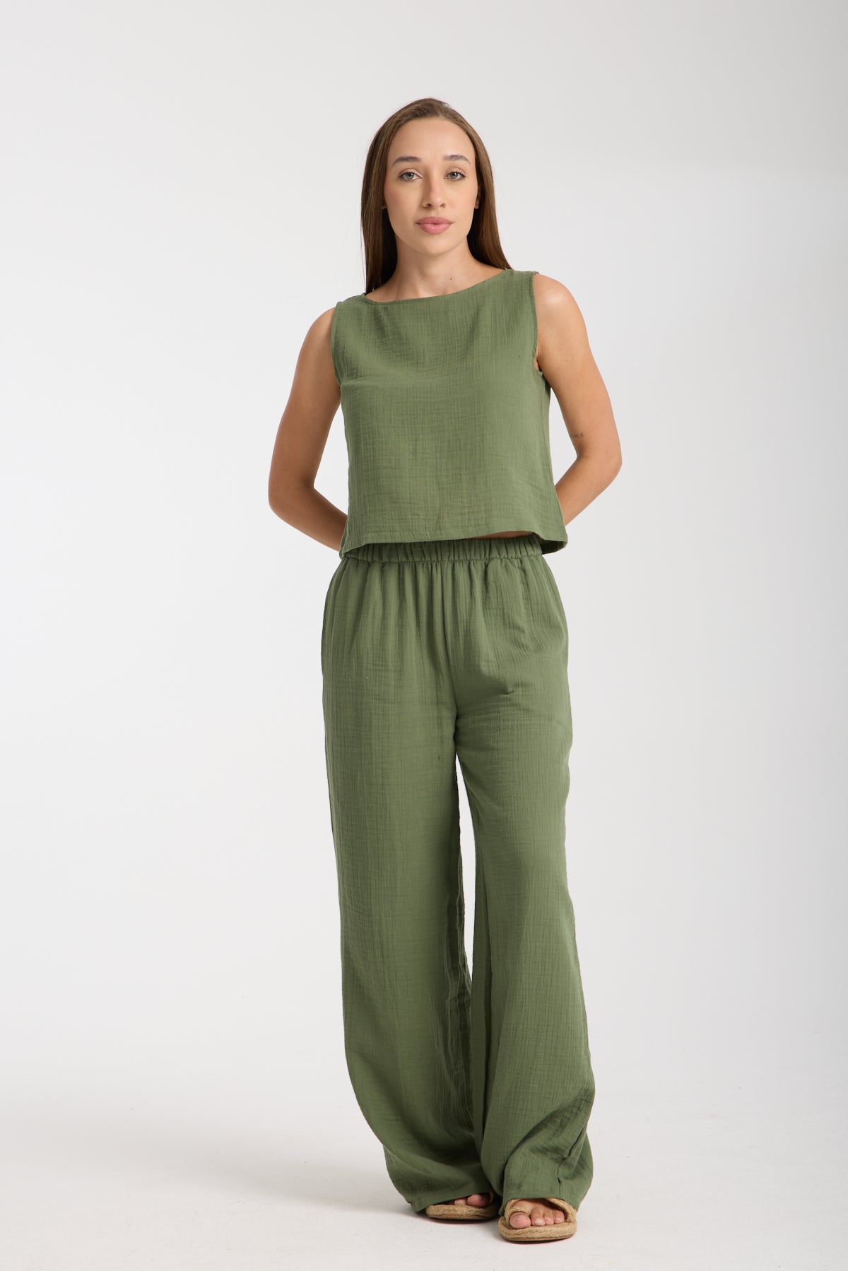 Çift Katlı Müslin Bol Paça Takım