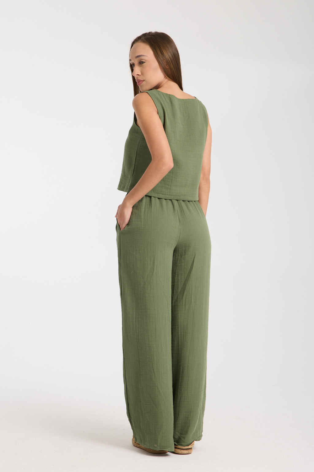 Çift Katlı Müslin Bol Paça Takım