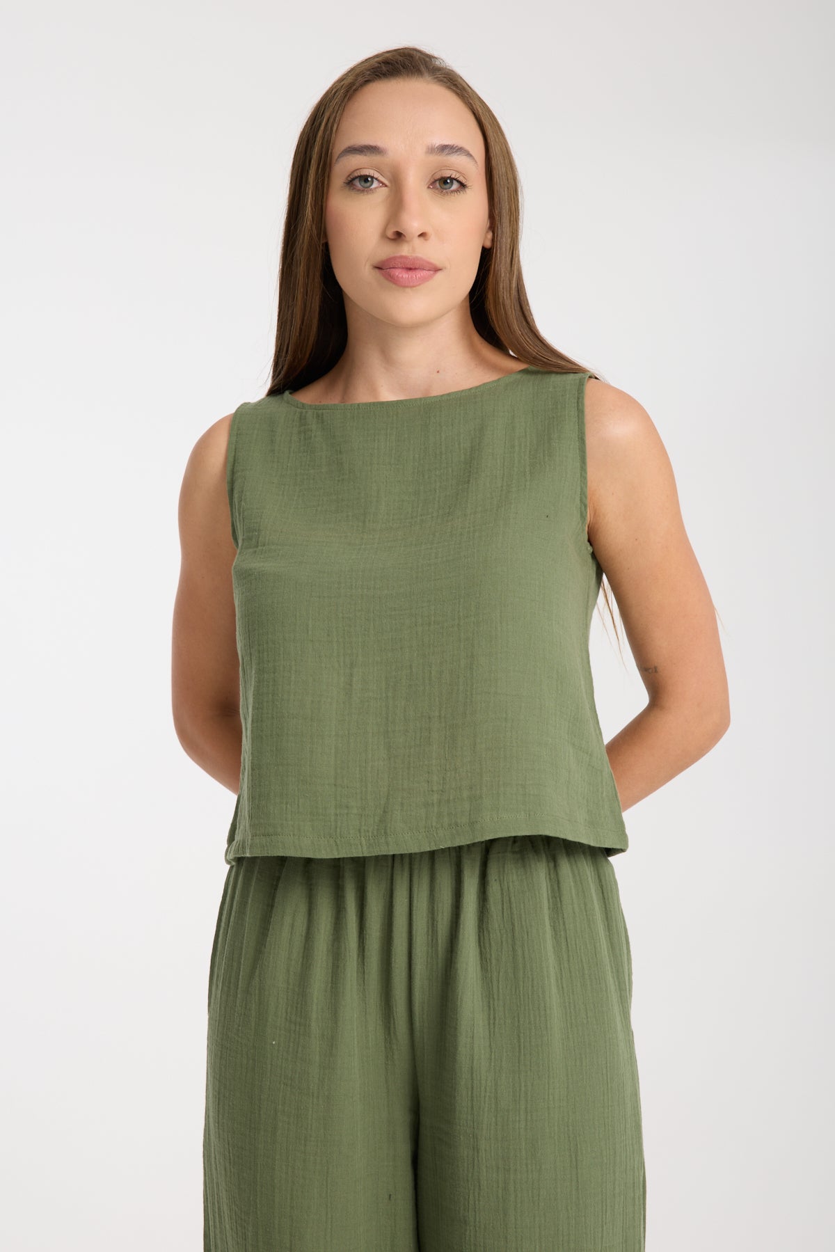 Çift Katlı Müslin Bol Paça Takım