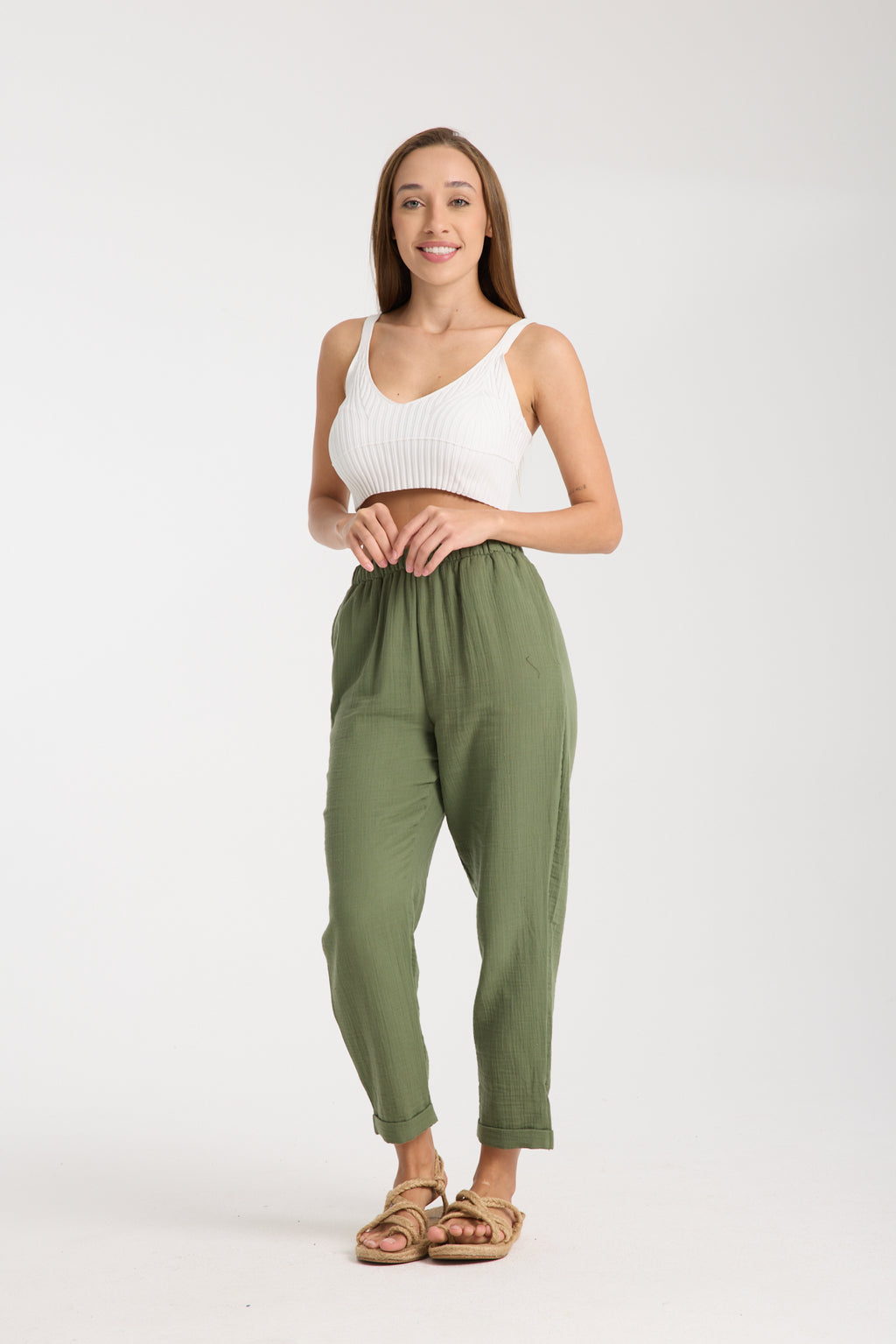 Çift Katlı Müslin Düz Pantolon