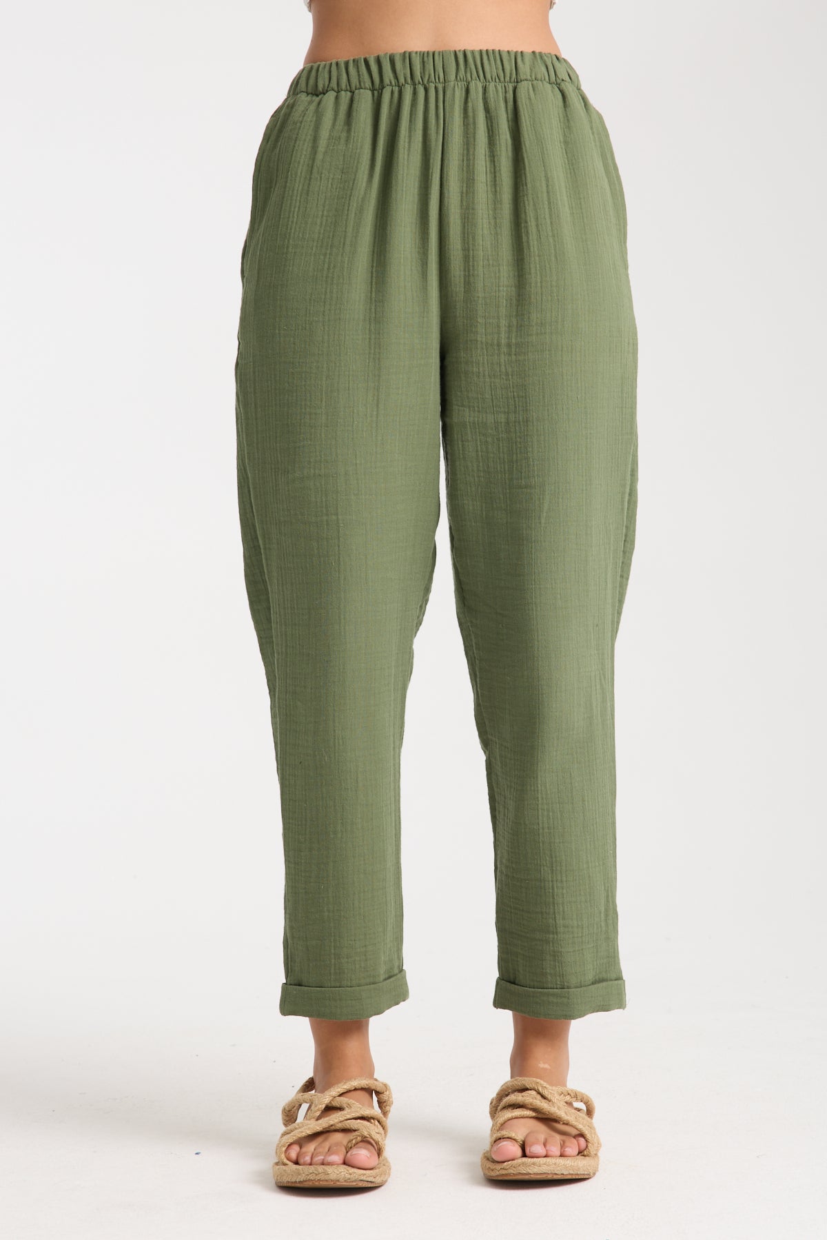 Çift Katlı Müslin Düz Pantolon