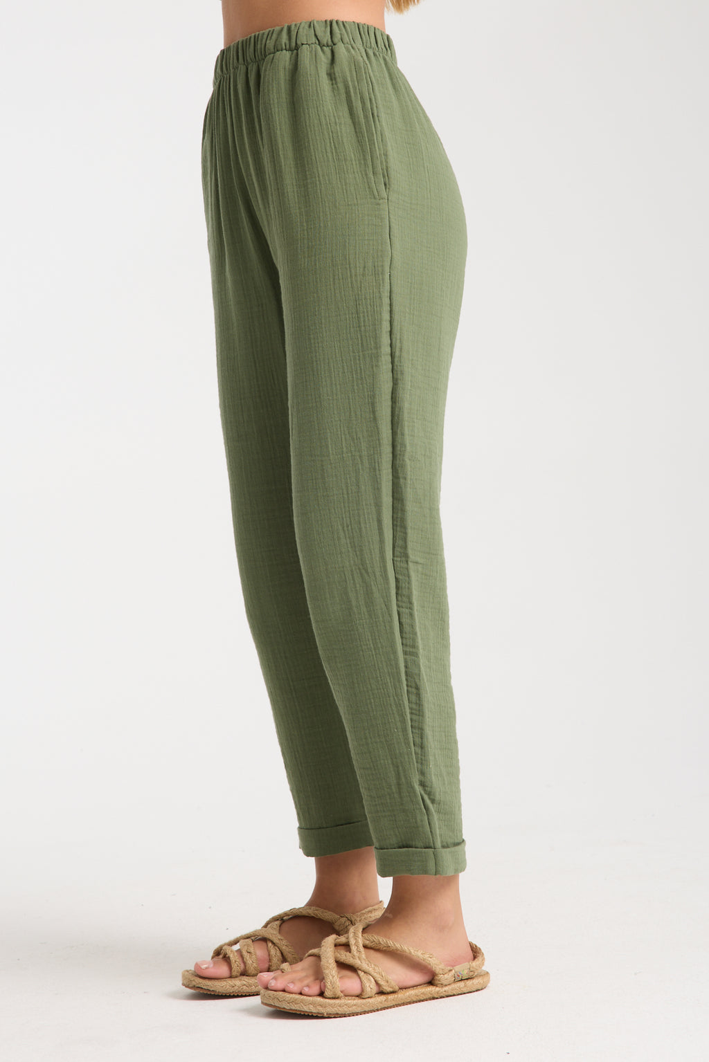 Çift Katlı Müslin Düz Pantolon