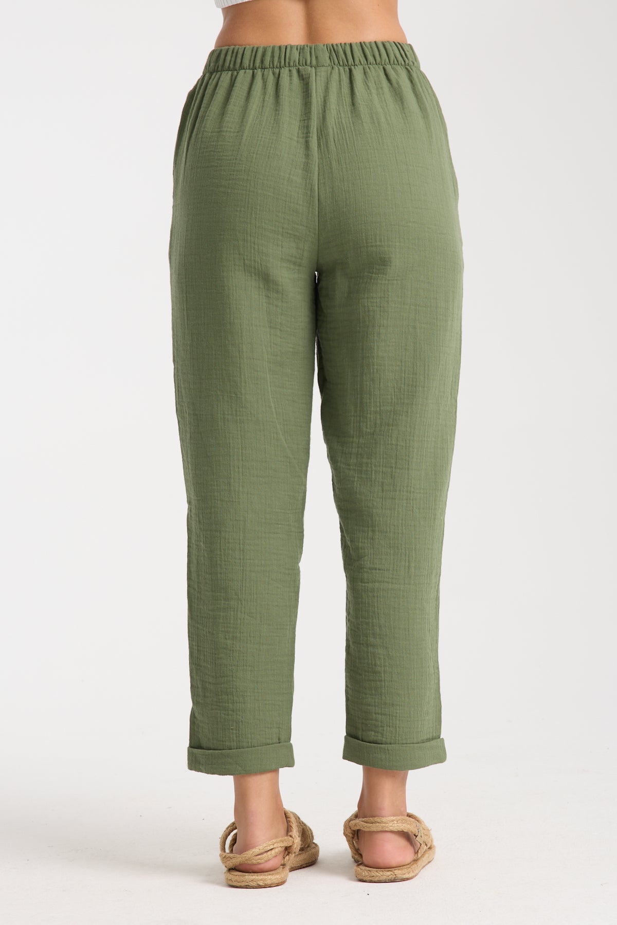 Çift Katlı Müslin Düz Pantolon