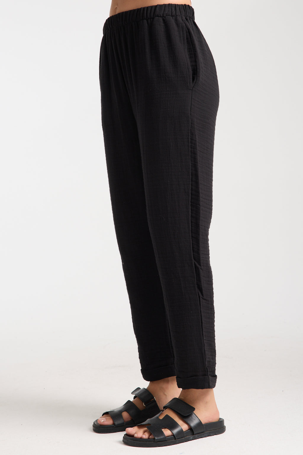 Çift Katlı Müslin Düz Pantolon