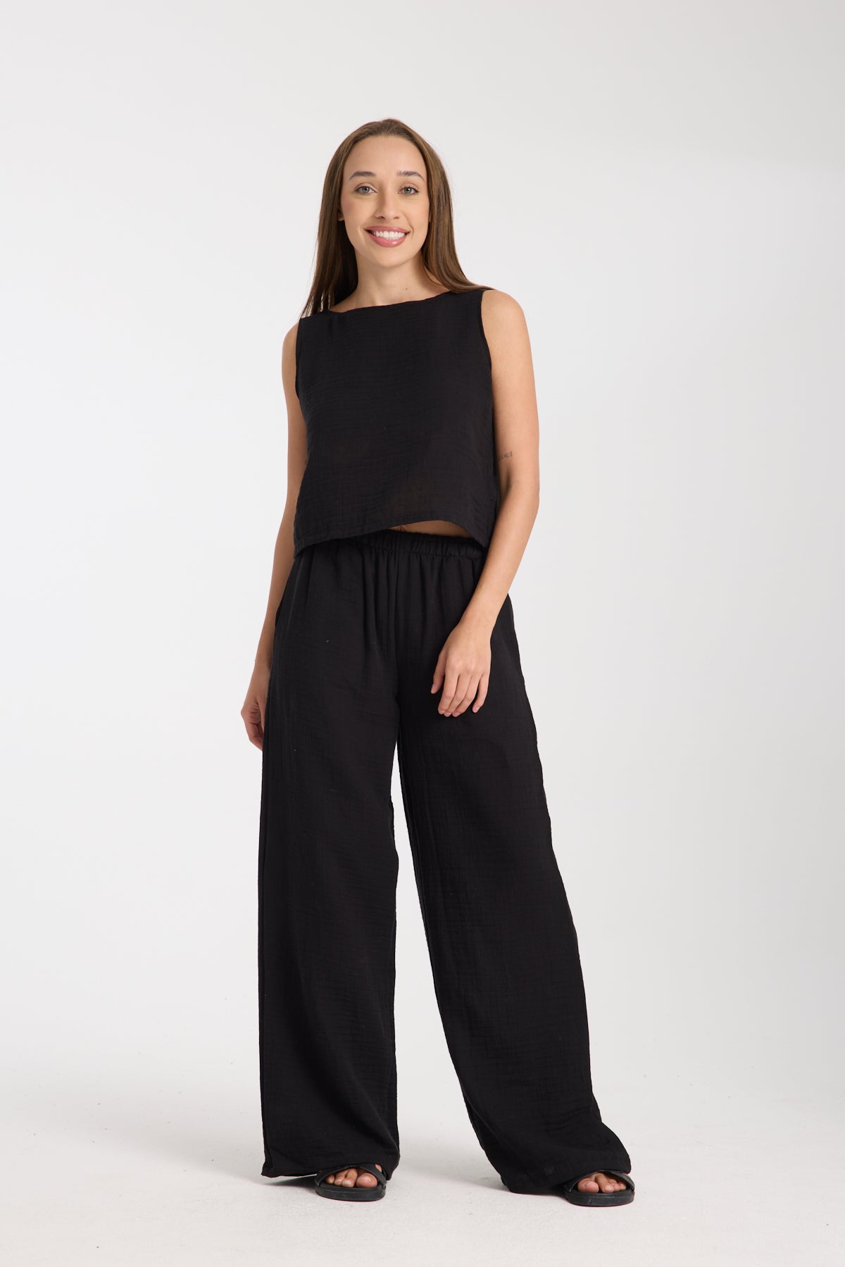 Çift Katlı Müslin Bol Paça Takım