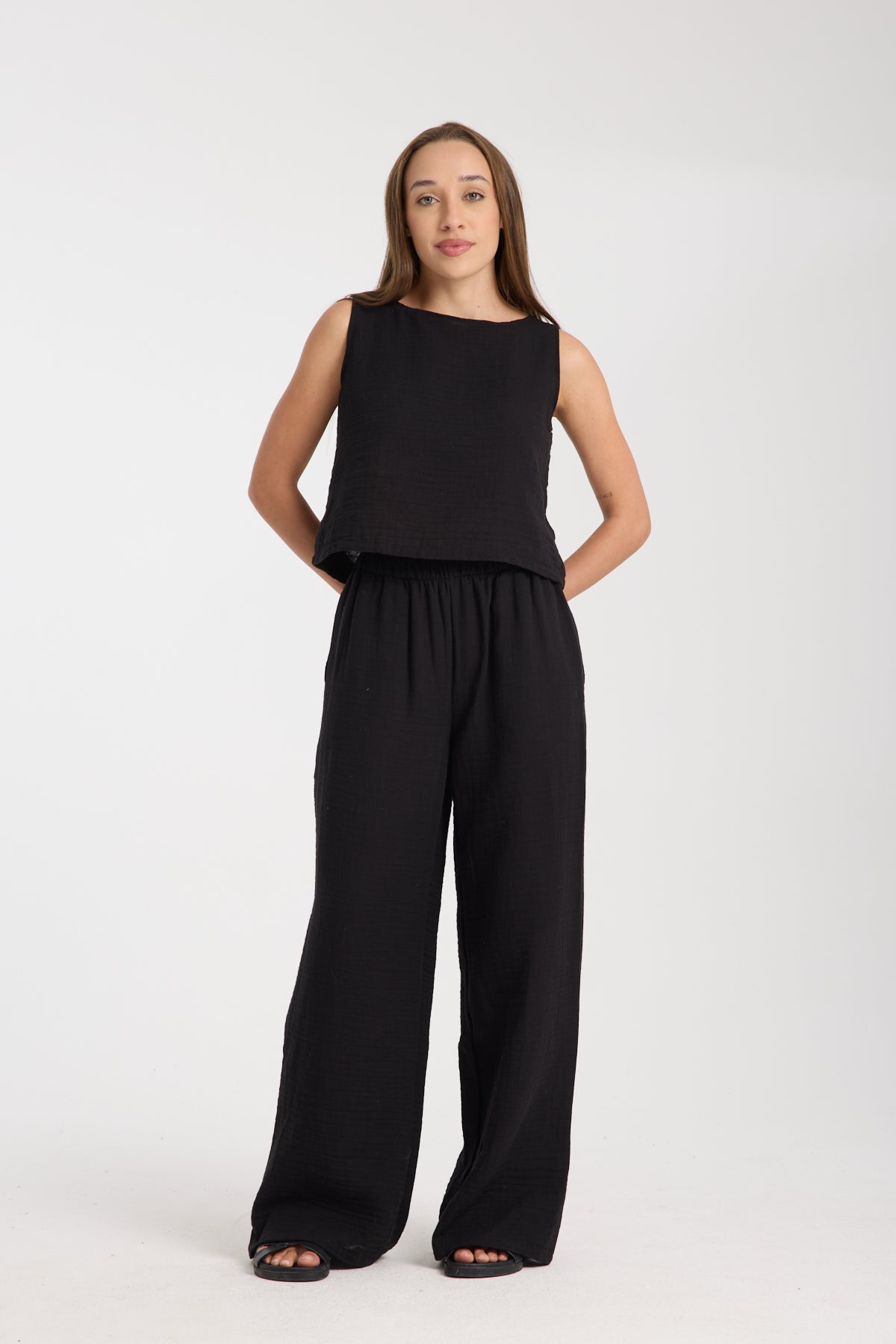 Çift Katlı Müslin Bol Paça Takım