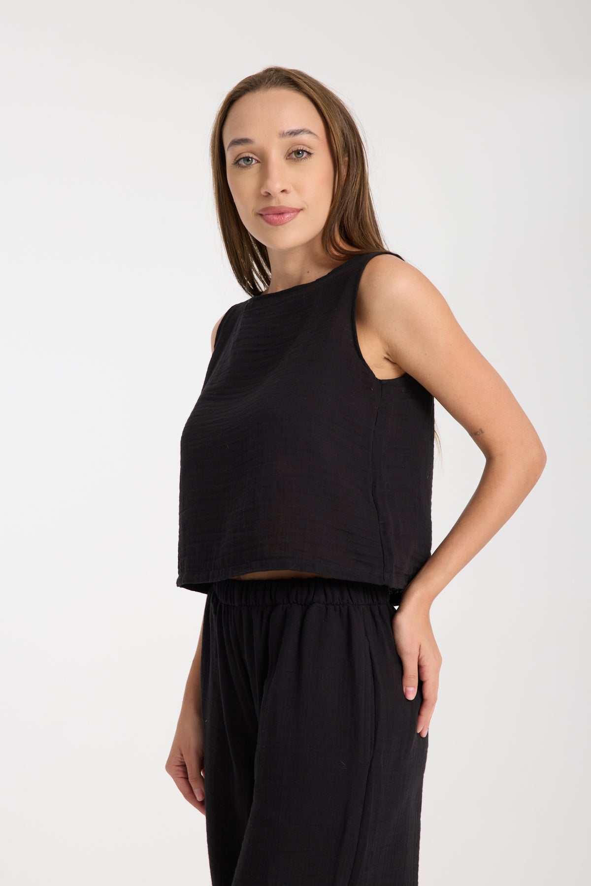 Çift Katlı Müslin Bol Paça Takım