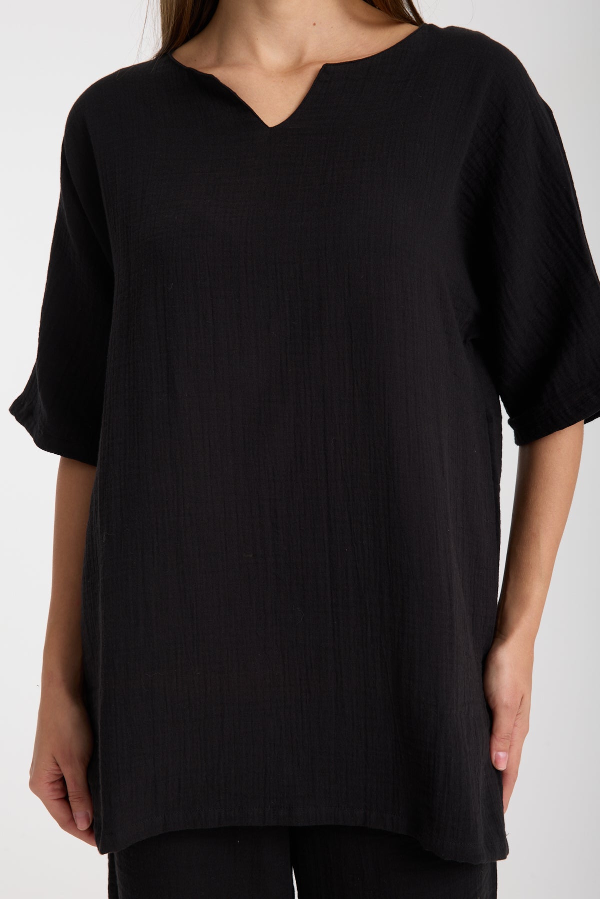 Çift Katlı Müslin Oversize Bluz Takım