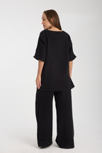 Oversize Bluz & Bol Kesim Pantolon Takım | %100 Pamuk Çift Kat Müslin
