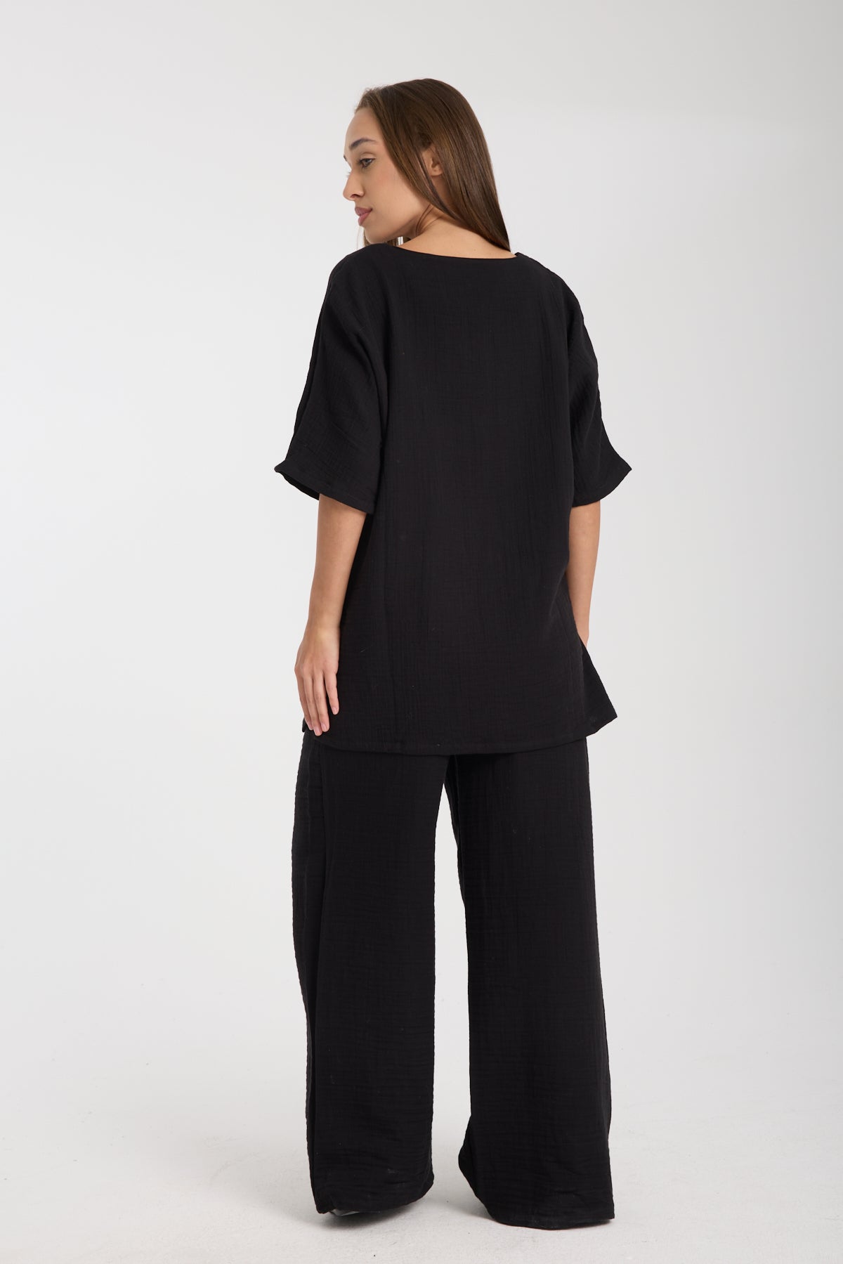 Oversize Bluz & Bol Kesim Pantolon Takım | %100 Pamuk Çift Kat Müslin