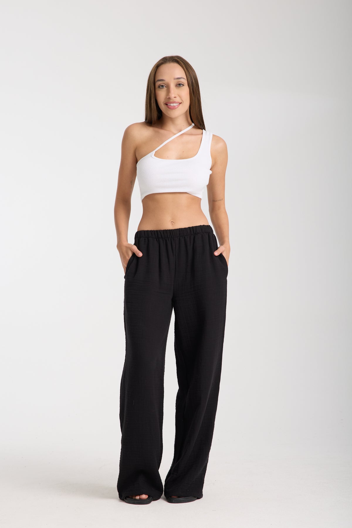 Çift Katlı Müslin Bol Paça Pantolon