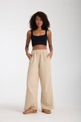 Çift Katlı Müslin Bol Paça Pantolon