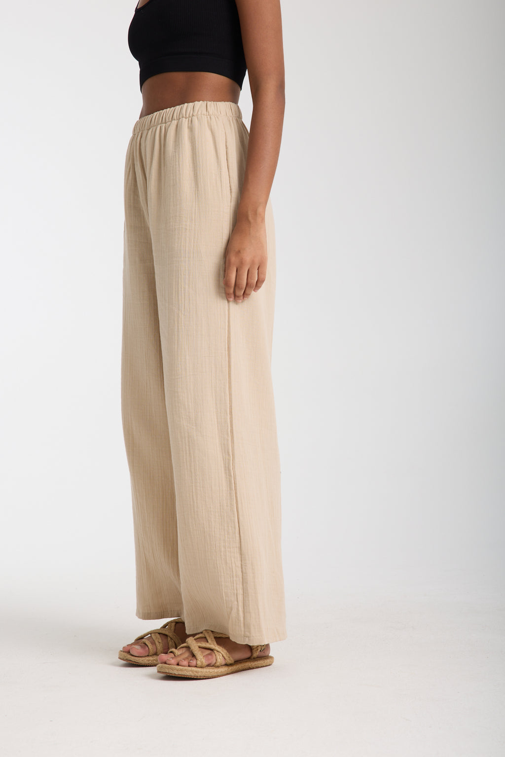 Çift Katlı Müslin Bol Paça Pantolon