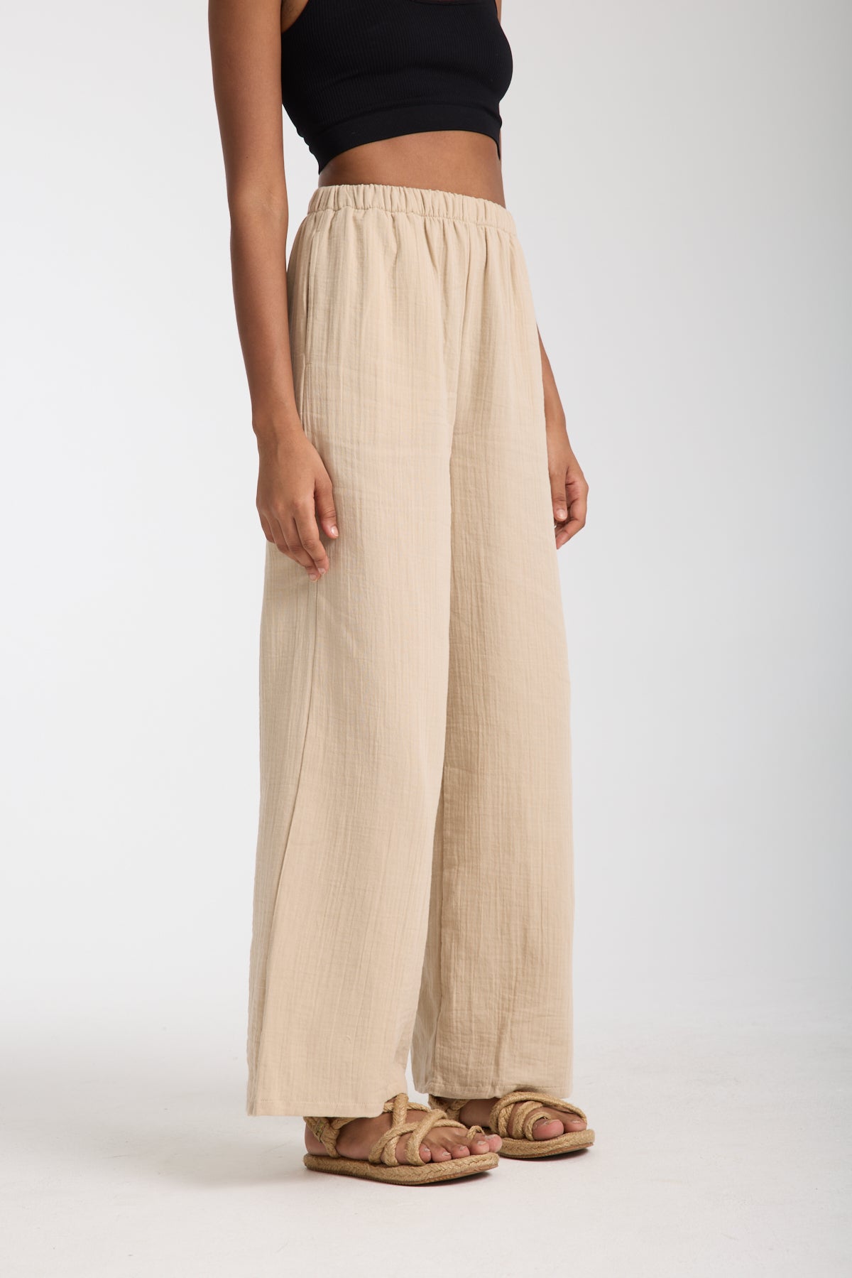 Çift Katlı Müslin Bol Paça Pantolon