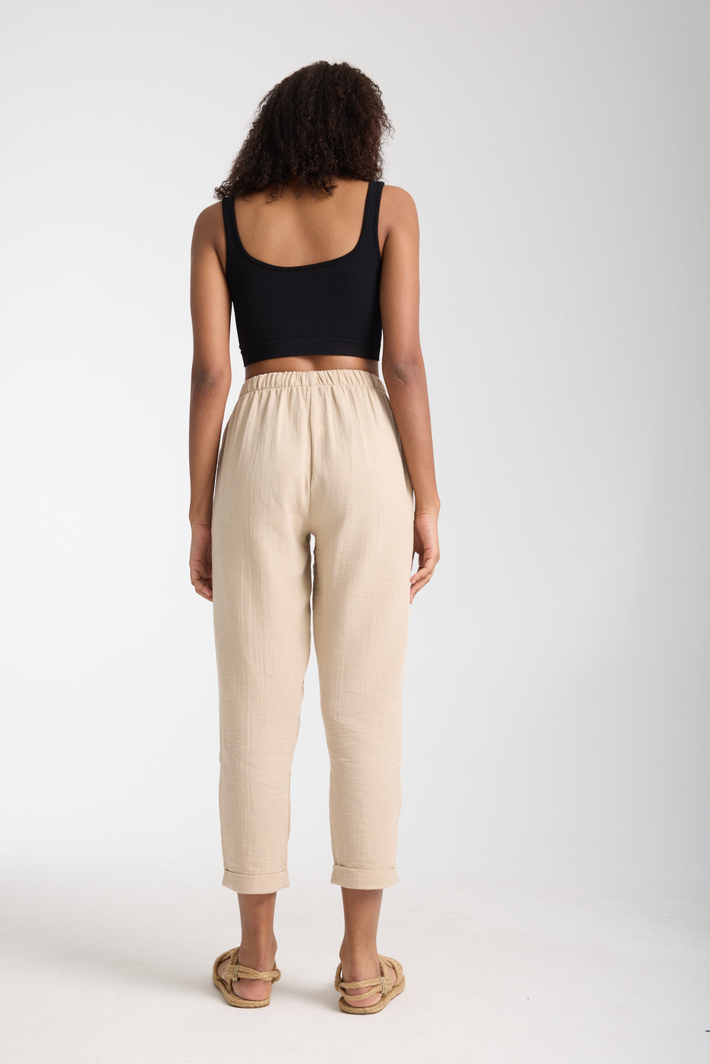 Çift Katlı Müslin Düz Pantolon
