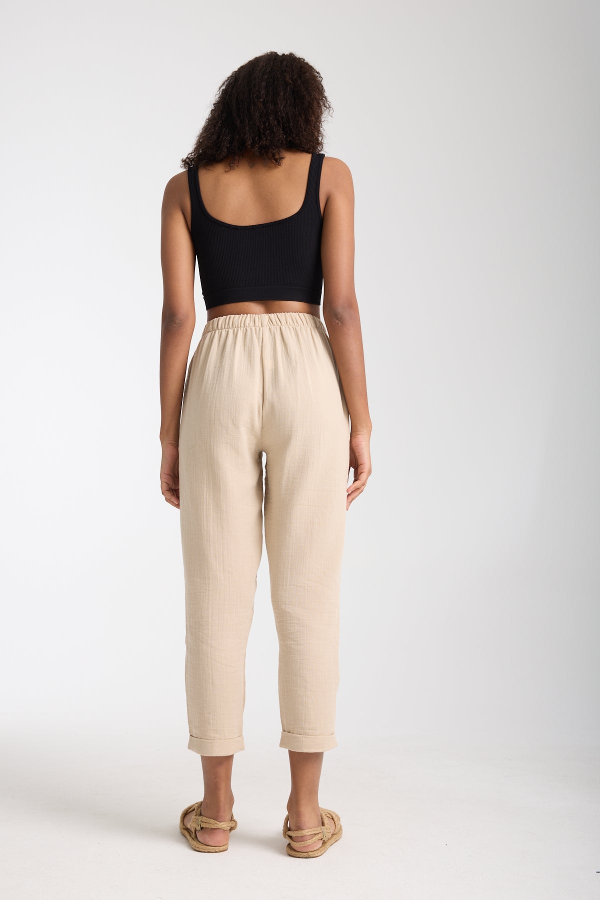 Çift Katlı Müslin Düz Pantolon