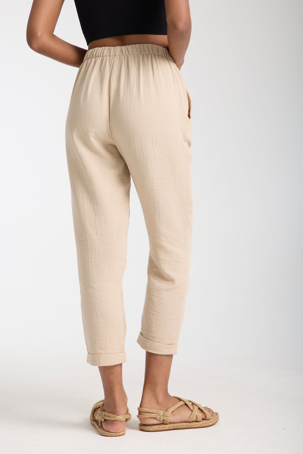 Çift Katlı Müslin Düz Pantolon