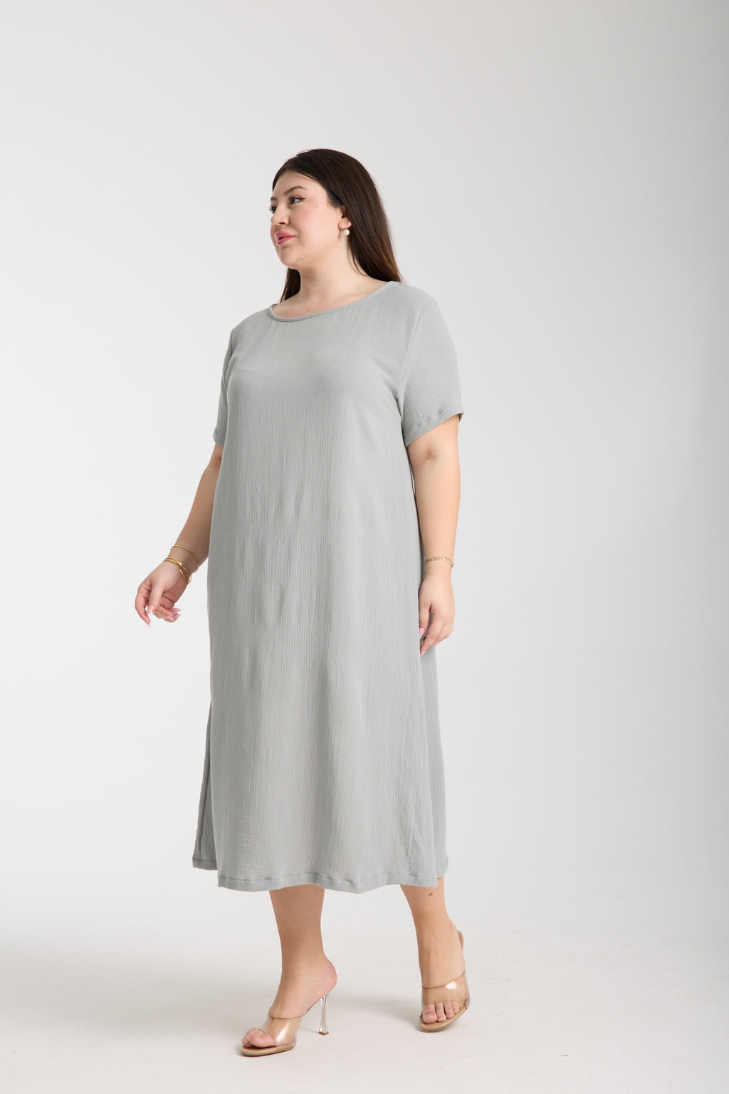 Büyük Beden Çift Katlı Müslin A Kesim Elbise