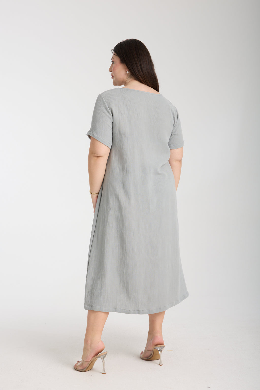 Büyük Beden Çift Katlı Müslin A Kesim Elbise