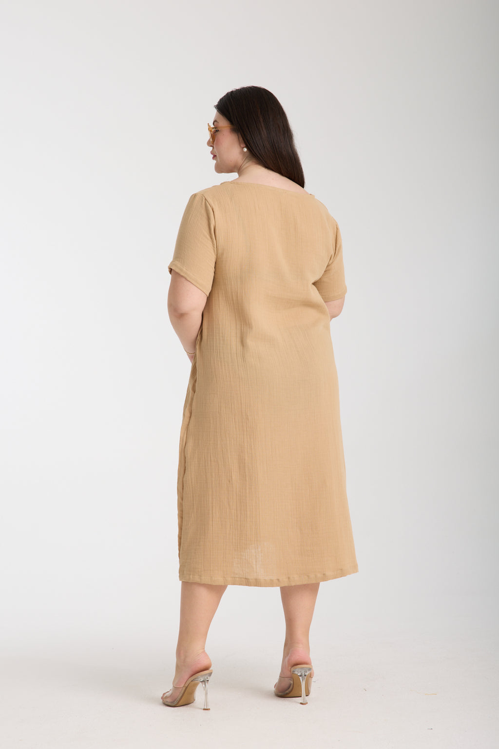 Büyük Beden Çift Katlı Müslin A Kesim Elbise