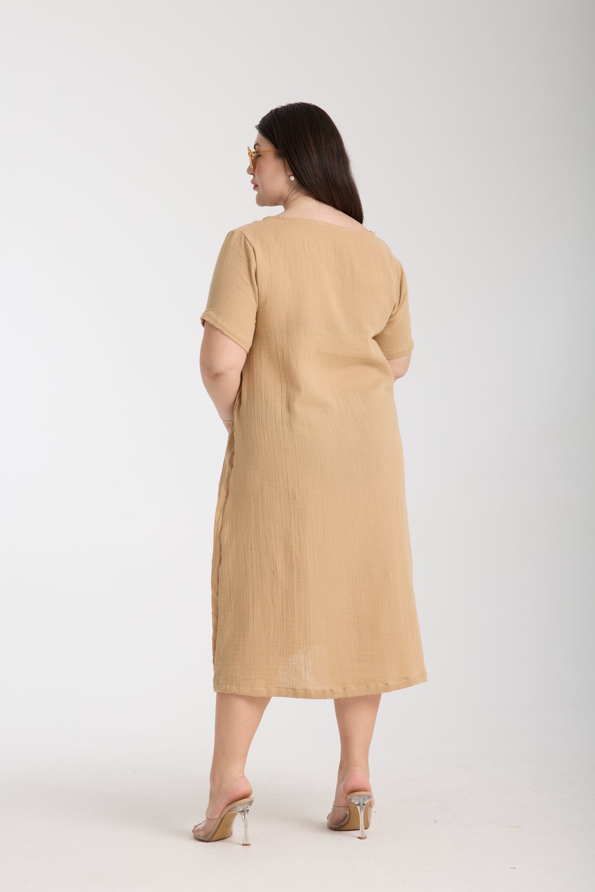 Büyük Beden Çift Katlı Müslin A Kesim Elbise