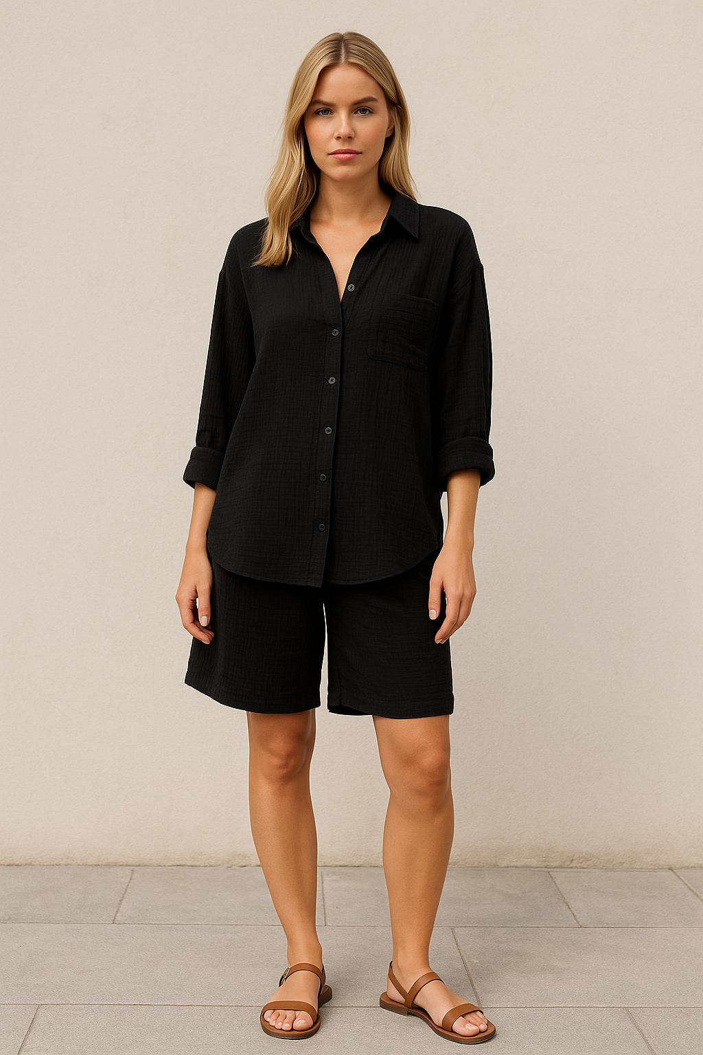 Çift Katlı Müslin Kadın Gömlek